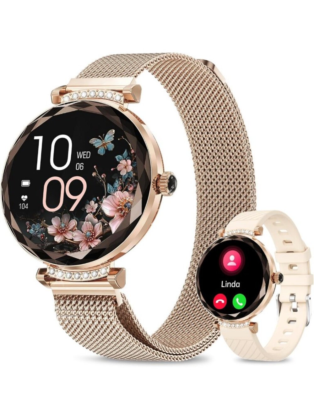 Stylish Fitness Smartwatch for Women, 1.19" AMOLED, Waterproof, Heart Rate